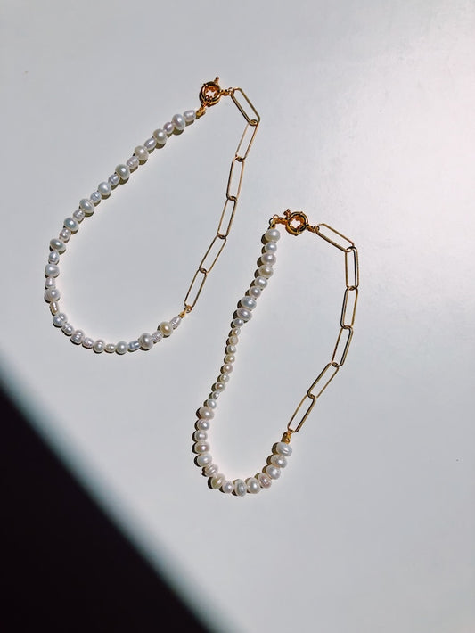 [NMB21012] Pearl x gold-plated chain necklace (Pre-order)