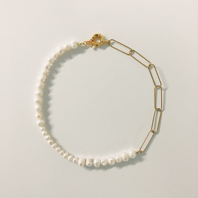 [NMB21012] Pearl x gold chain necklace (受注販売)