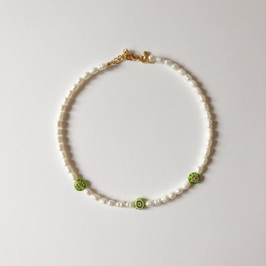 [NMB21007] Pearl x flower beads necklace (受注販売)