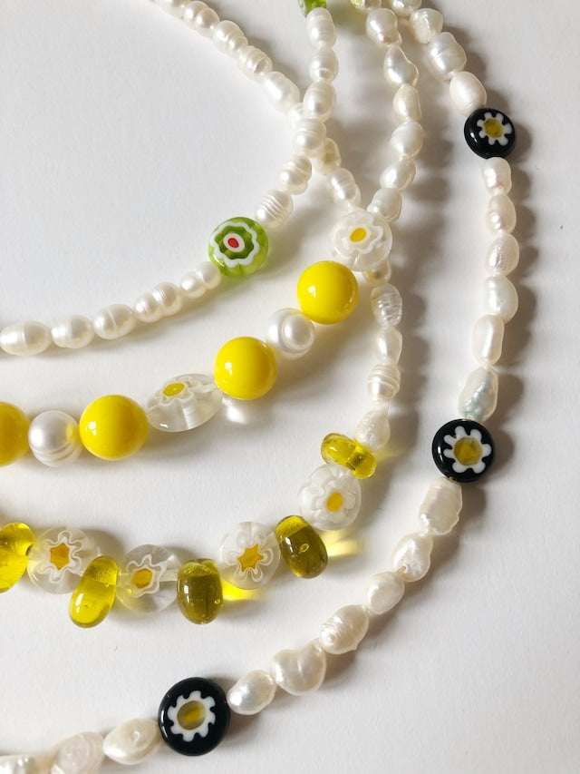 [NMB21007] Pearl x flower beads necklace (Pre-Order)