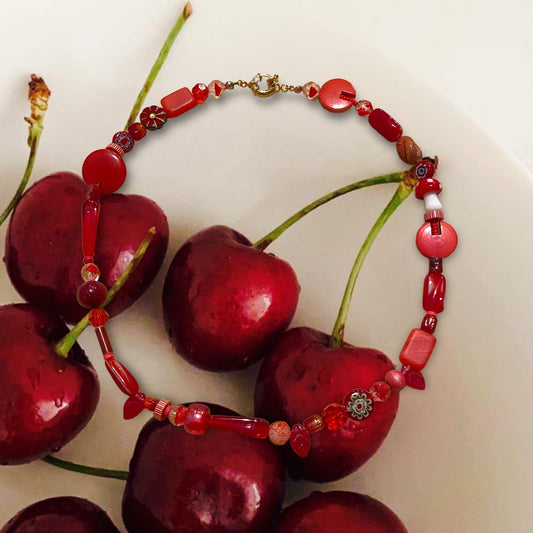 [NMB23001]One of a kind necklace - RED CHERRY -